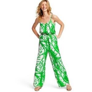 Lilly Pulitzer Target Boom Boom Green V-neck Sleeveless Jumpsuit Size Small